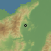 Shaded relief of the 59 km around Peña Blanca, drawn from the GMTED2010 grid