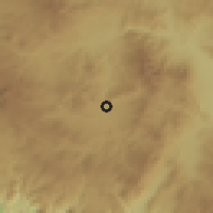 Shaded relief of the 59 km around Penitenciaria Central, drawn from the GMTED2010 grid