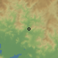 Shaded relief of the 60 km around Pespire, drawn from the GMTED2010 grid