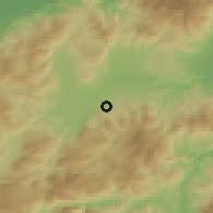 Shaded relief of the 59 km around Potrerillos, drawn from the GMTED2010 grid