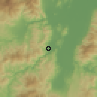 Shaded relief of the 59 km around Pueblo Nuevo, drawn from the GMTED2010 grid