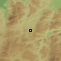 Shaded relief of the 59 km around Pueblo Nuevo, drawn from the GMTED2010 grid