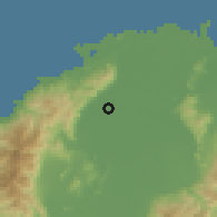 Shaded relief of the 59 km around Puente Alto, drawn from the GMTED2010 grid