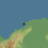Shaded relief of the 59 km around Puerto Cortés, drawn from the GMTED2010 grid