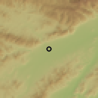 Shaded relief of the 59 km around Puzunca, drawn from the GMTED2010 grid