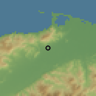 Shaded relief of the 59 km around Quebrada de Arena, drawn from the GMTED2010 grid