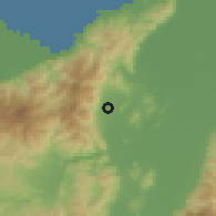 Shaded relief of the 59 km around Real del Puente, drawn from the GMTED2010 grid