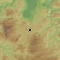 Shaded relief of the 59 km around Brisas del Calán, drawn from the GMTED2010 grid