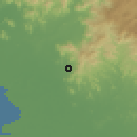 Shaded relief of the 60 km around Río Arriba, drawn from the GMTED2010 grid
