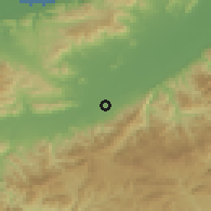 Shaded relief of the 59 km around Sabá, drawn from the GMTED2010 grid