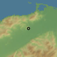 Shaded relief of the 59 km around Salamá, drawn from the GMTED2010 grid
