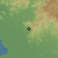 Shaded relief of the 60 km around San Agustín, drawn from the GMTED2010 grid