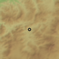 Shaded relief of the 59 km around San Antonio, drawn from the GMTED2010 grid