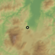 Shaded relief of the 59 km around San Buenaventura, drawn from the GMTED2010 grid