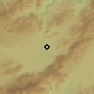 Shaded relief of the 59 km around San Esteban, drawn from the GMTED2010 grid