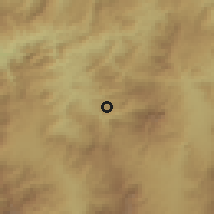 Shaded relief of the 59 km around San Fernando, drawn from the GMTED2010 grid