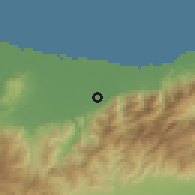Shaded relief of the 59 km around San Francisco, drawn from the GMTED2010 grid