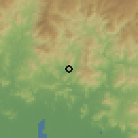 Shaded relief of the 59 km around San Francisco de Coray, drawn from the GMTED2010 grid