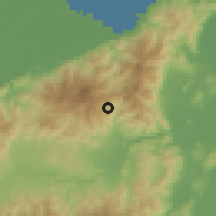 Shaded relief of the 59 km around Buenos Aires, drawn from the GMTED2010 grid