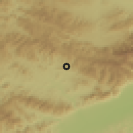 Shaded relief of the 59 km around San Francisco de La Paz, drawn from the GMTED2010 grid