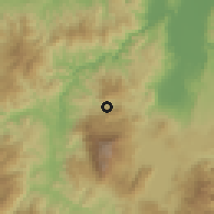 Shaded relief of the 59 km around San José de Oriente, drawn from the GMTED2010 grid