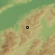 Shaded relief of the 59 km around San José de Tarros, drawn from the GMTED2010 grid