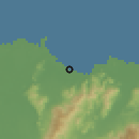 Shaded relief of the 59 km around San Juan, drawn from the GMTED2010 grid