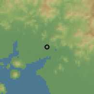 Shaded relief of the 60 km around San Lorenzo, drawn from the GMTED2010 grid