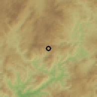 Shaded relief of the 59 km around San Lucas, drawn from the GMTED2010 grid