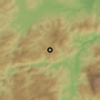 Shaded relief of the 59 km around San Luis, drawn from the GMTED2010 grid