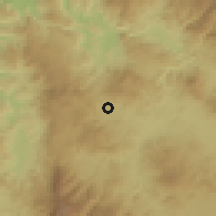 Shaded relief of the 59 km around San Luis, drawn from the GMTED2010 grid