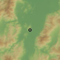 Shaded relief of the 59 km around San Manuel, drawn from the GMTED2010 grid