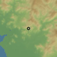 Shaded relief of the 60 km around Agua Caliente de Linaca, drawn from the GMTED2010 grid