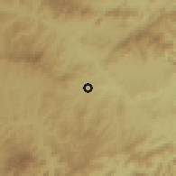Shaded relief of the 59 km around Campamento, drawn from the GMTED2010 grid