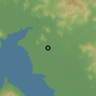 Shaded relief of the 60 km around Santa Cruz, drawn from the GMTED2010 grid