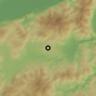 Shaded relief of the 59 km around Santa Cruz, drawn from the GMTED2010 grid