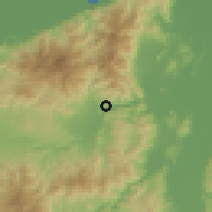 Shaded relief of the 59 km around Santa Elena, drawn from the GMTED2010 grid