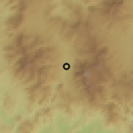 Shaded relief of the 59 km around Santa Lucía, drawn from the GMTED2010 grid