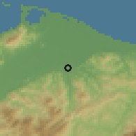Shaded relief of the 59 km around Carbonales, drawn from the GMTED2010 grid
