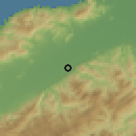 Shaded relief of the 59 km around Tocoa, drawn from the GMTED2010 grid
