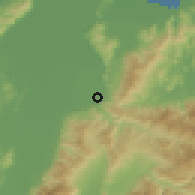 Shaded relief of the 59 km around Toyos, drawn from the GMTED2010 grid