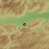 Shaded relief of the 59 km around Trojas, drawn from the GMTED2010 grid