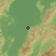 Shaded relief of the 59 km around Urraco, drawn from the GMTED2010 grid