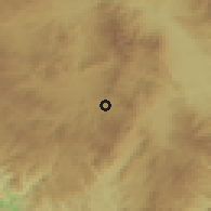 Shaded relief of the 59 km around Villa Nueva, drawn from the GMTED2010 grid
