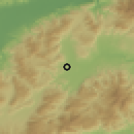 Shaded relief of the 59 km around Casa Quemada, drawn from the GMTED2010 grid