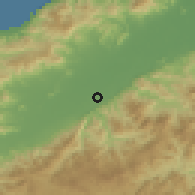 Shaded relief of the 59 km around Zamora, drawn from the GMTED2010 grid