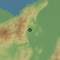 Shaded relief of the 59 km around Zapotal del Norte, drawn from the GMTED2010 grid