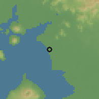 Shaded relief of the 60 km around Cedeño, drawn from the GMTED2010 grid
