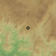 Shaded relief of the 59 km around Cerro Grande, drawn from the GMTED2010 grid
