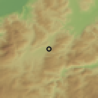 Shaded relief of the 59 km around Chalmeca, drawn from the GMTED2010 grid